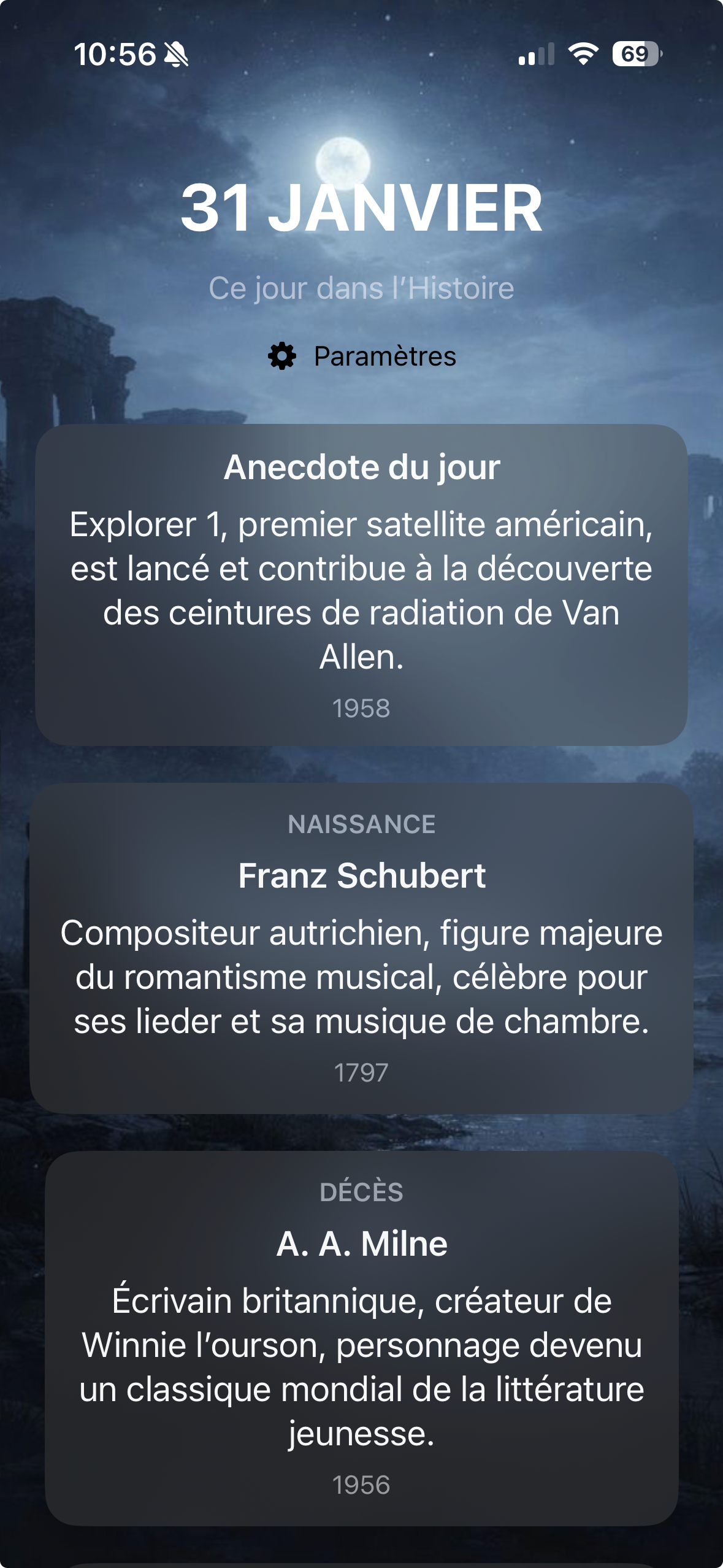 Thème nuit - Ce jour dans l'Histoire